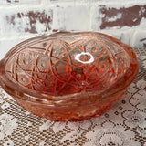 RARE RED COLORED CARNIVAL GLASS FOOTED BOWL