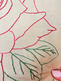 VINTAGE EMBROIDERED LACE ROSE THROW PILLOW