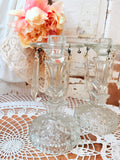 ANTIQUE SET OF TWO CRYSTAL VICTORIAN CANDLESTICKS WITH HANGING CRYSTALS