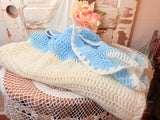 VINTAGE BLUE AND WHITE AFGHAN