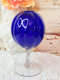 VINTAGE CAMBRIDGE COBALT BLUE KEY HOLE BALL VASE