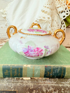 FLORAL VINTAGE GOLDEN LARGE JAR