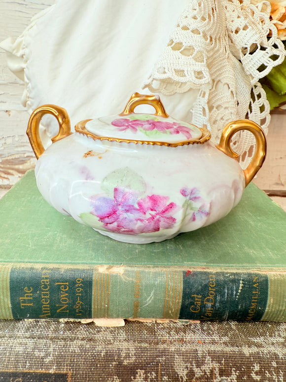 FLORAL VINTAGE GOLDEN LARGE JAR