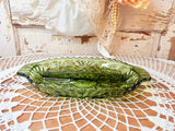 VINTAGE OLIVE GREEN GLASS STAR DIVIDED DISH