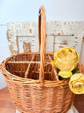 VINTAGE WICKER ORNATE DIVIDED BASKET