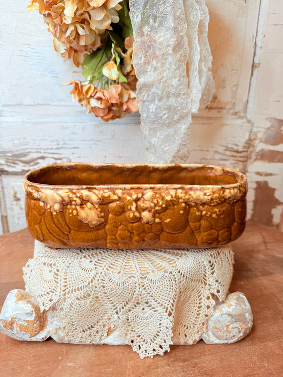 VINTAGE GLAZED STONEWARE PLANTER