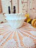 RARE VINTAGE CABBAGE LEAF MILK GLASS CUSTARD CUPS SET OF 2 - 2 AVAILABLE