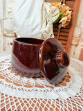 VINTAGE POTTERY BROWN LIDDED POT