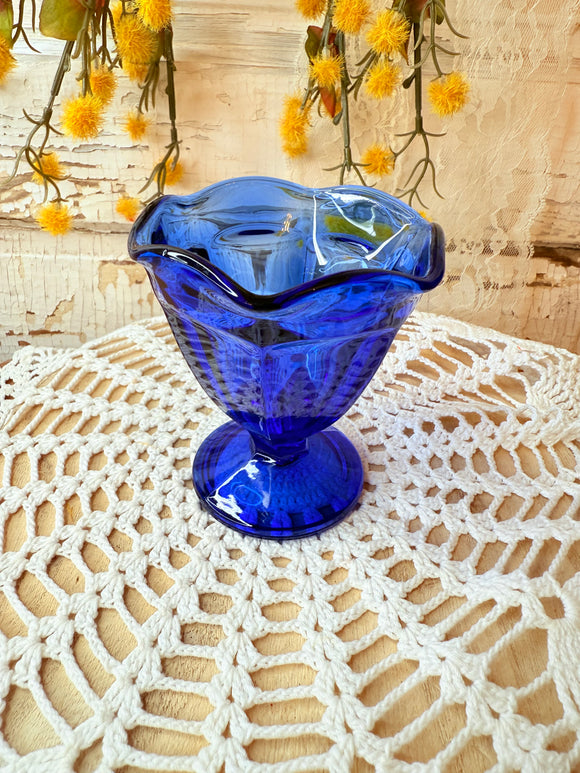 VINTAGE COBALT BLUE SUNDAE CUP - SHORT
