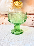 VINTAGE GREEN GLASS ORNATE COMPOTE GOBLET