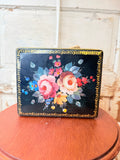 VINTAGE TOLE STYLE HAND PAINTED FLORAL BOX