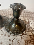 PAIR OF ANTIQUE SILVER DETAILED CANDLESTICKS