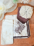 LOT OF VINTAGE LINENS - BROWN & CREAM