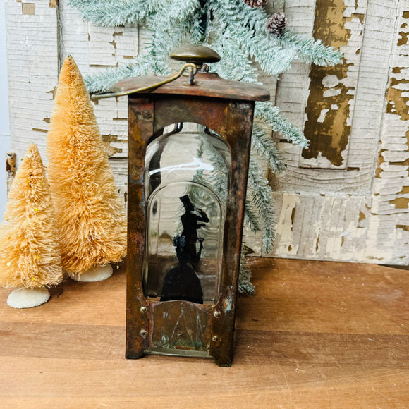 VINTAGE BRASS AND GLASS LANTERN DECANTER