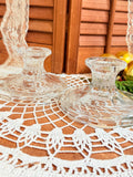 SET OF 2 CRYSTAL GLASS CANDLE HOLDERS
