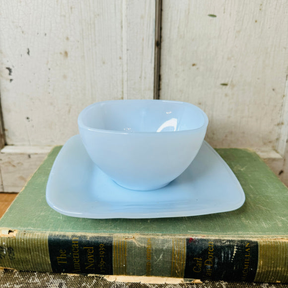 VINTAGE BLUE DELPHITE CUP AND SAUCER SET - 4 AVAILABLE