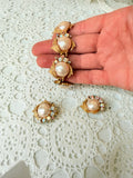 VINTAGE ART (ARTHUR PEPPER) PEARL AND RHINESTONE BRACELET AND EARRING SET