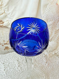 VINTAGE COBALT BLUE DETAILED GOBLET