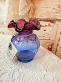 VINTAGE FENTON HOMBRE JEWEL TONES VASE SIGNED BY GEORGE FENTON