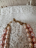 VINTAGE DOUBLE STRAND PINK PEARL NECKLACE