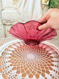 GORGEOUS VINTAGE CRANBERRY GLASS SCALLOPED DISH