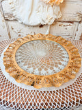 VINTAGE BRASS INTRICATE GLASS TRAY