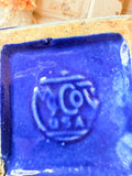 VINTAGE COBALT BLUE MCCOY POTTERY ORNATE VASE