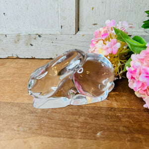 VINTAGE GLASS BUNNY RABBIT STATUETTE PAPERWEIGHT