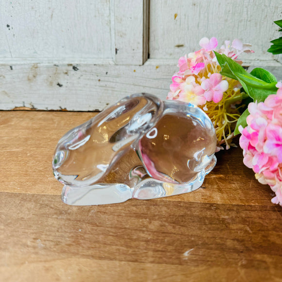 VINTAGE GLASS BUNNY RABBIT STATUETTE PAPERWEIGHT