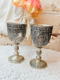 VINTAGE PAIR OF SILVER ORNATE GOBLETS