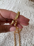ANTIQUE LONG PEARL NECKLACE WITH DETAILED CLASP