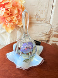 VINTAGE FENTON HAND PAINTED AND SIGNED BABY BLUE GLASS BELL