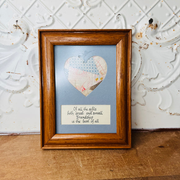 FRIENDSHIP FRAMED VINTAGE QUILT ART