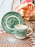 VINTAGE USA GREEN CABIN MUG AND SAUCER SET