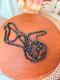 ANTIQUE FRENCH ART DECO BLACK FACETED JET GLASS FLAPPER NECKLACE