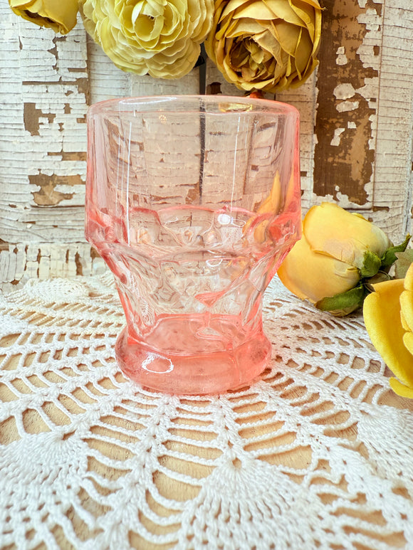 VINTAGE FENTON GEORGIAN PINK HONEYCOMB GLASS CUP
