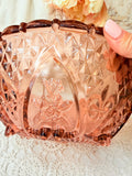 VINTAGE DETAILED LARGE PINK DEPRESSION GLASS BOWL