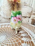 VINTAGE HAND PAINTED FLORAL EGG STYLE VASE ON FEET