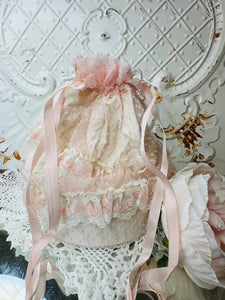 PINK RUFFLE ORNATE LARGE BASKET DECOR