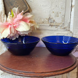 VINTAGE PAIR OF COBALT BLUE RIBBED BOWLS - 2 SETS AVAILABLE