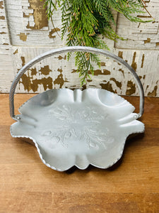 DETAILED ALUMINUM ETCHED BASKET TRAY VINTAGE