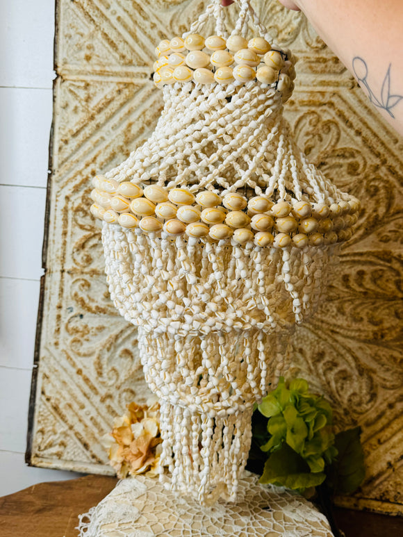 1970s LARGE SEASHELL HANGING CHANDELIER