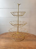 VINTAGE THREE TIERED GOLDEN BIRD FRUIT TRAY