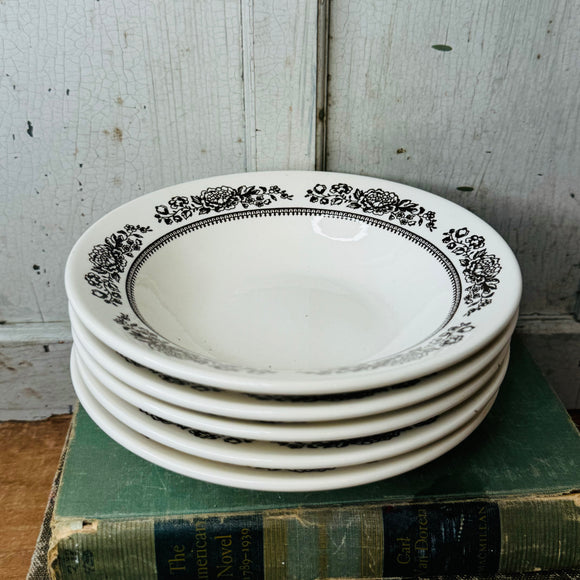 SET OF 5 RARE IRONSTONE BROWN TRANSFERWARE BOWLS