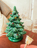 VINTAGE GREEN CERAMIC LIGHT UP CHRISTMAS TREE