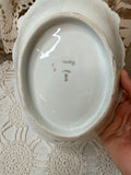 VINTAGE ORNATE PINK DETAILED OVAL DISH WITH HANDLES