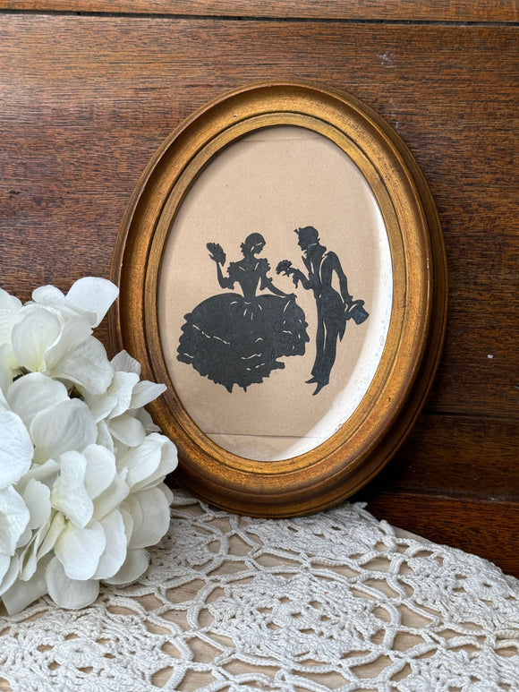 VINTAGE VICTORIAN OVAL FRAMED ART - HOW DO YOU DO