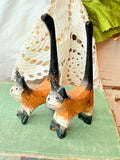 VINTAGE WOOD CARVED CAT STATUETTE - 2 AVAILABLE