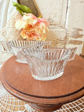 VINTAGE ORNATE GLASS SET OF CREAMER AND SUGAR BOWL