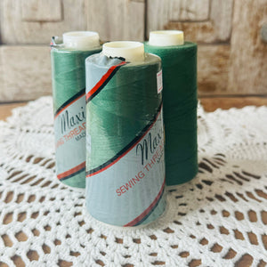 SET OF 3 VINTAGE EMERALD GREEN THREAD SPOOLS